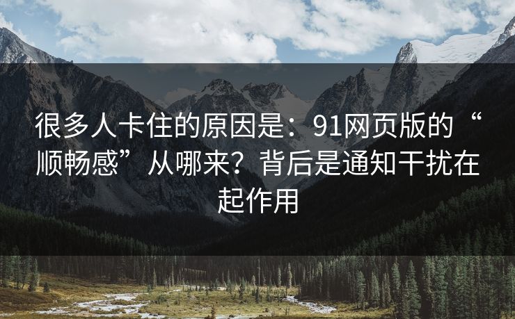 很多人卡住的原因是：91网页版的“顺畅感”从哪来？背后是通知干扰在起作用