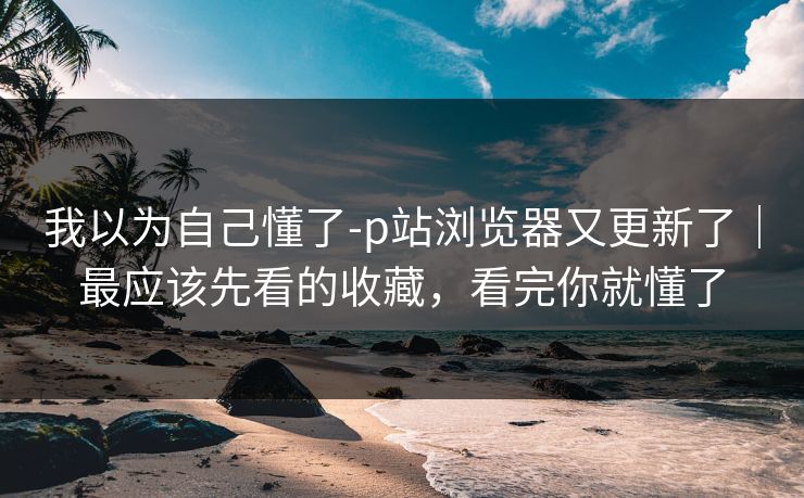 我以为自己懂了-p站浏览器又更新了｜最应该先看的收藏，看完你就懂了