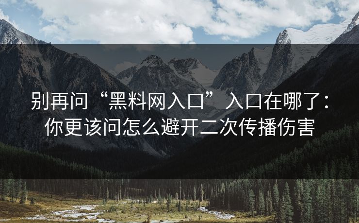 别再问“黑料网入口”入口在哪了：你更该问怎么避开二次传播伤害