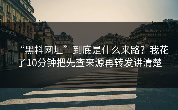 “黑料网址”到底是什么来路？我花了10分钟把先查来源再转发讲清楚