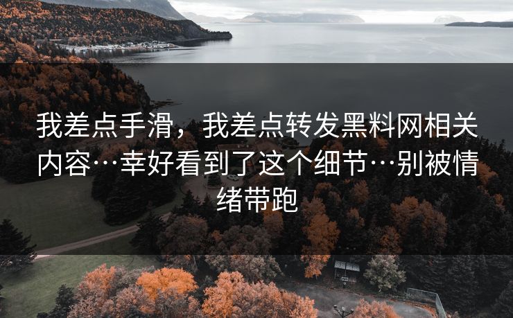 我差点手滑，我差点转发黑料网相关内容…幸好看到了这个细节…别被情绪带跑