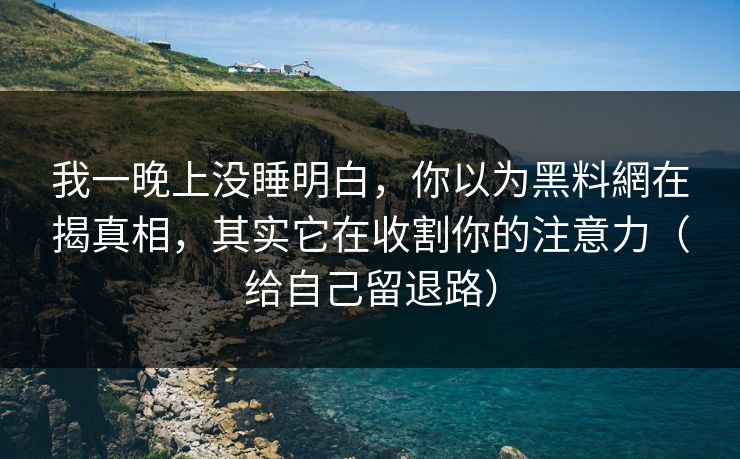 我一晚上没睡明白，你以为黑料網在揭真相，其实它在收割你的注意力（给自己留退路）